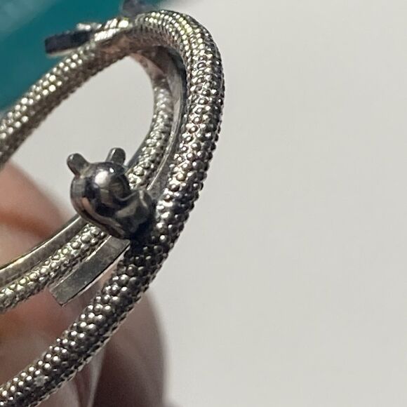 Vintage Sterling Silver 925 Modernist Round Textured Brooch Minimalist MCM - Picture 6 of 11